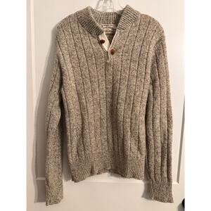 Vintage London Fog Outdoors Unlimited Chunky Sweater Sz M Tall Beige Wool Blend